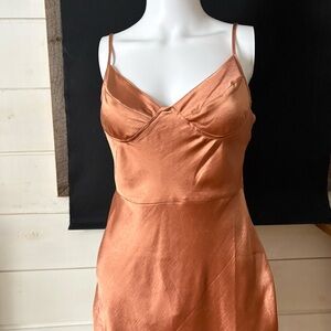 Motel Rocks Copper Satin Slip Dress